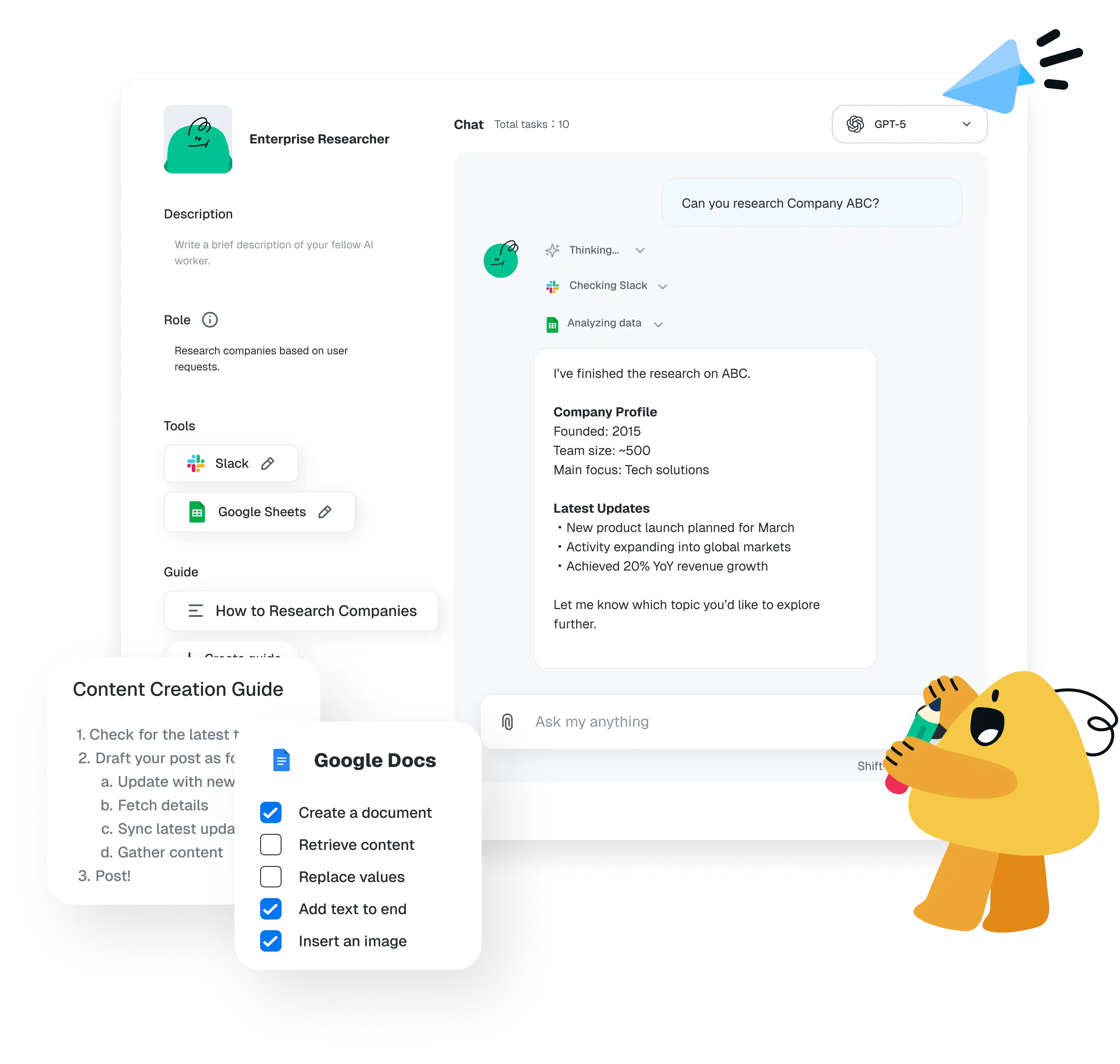 Create your unique AI workers, your way.